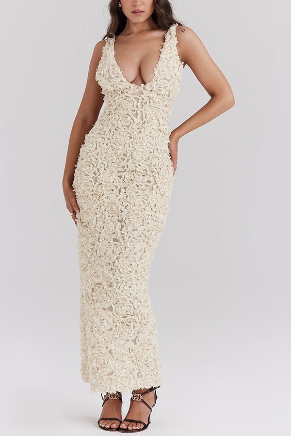 Lira - Floral Backless Maxi Dress Olivia The Label Beige XS