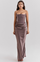 Chloe - Strapless Maxi Dress Olivia The Label Brown XS