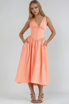 Amelia - Elegant Summer Midi Dress Olivia The Label Peach XS