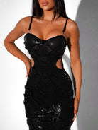 Seren - Pearl Sequin Midi Dress Olivia The Label Black XS