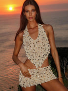 Pebble Rae - Halter Shell Decorated Mini Skirt Set Olivia The Label