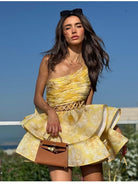 Daphne - Floral One Shoulder Mini Dress Olivia The Label