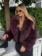 Kaelen Faux Fur Coat Olivia The Label Burgundy S