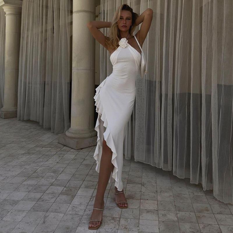 Juliana - Slim Flower Slit Midi Dress Olivia The Label