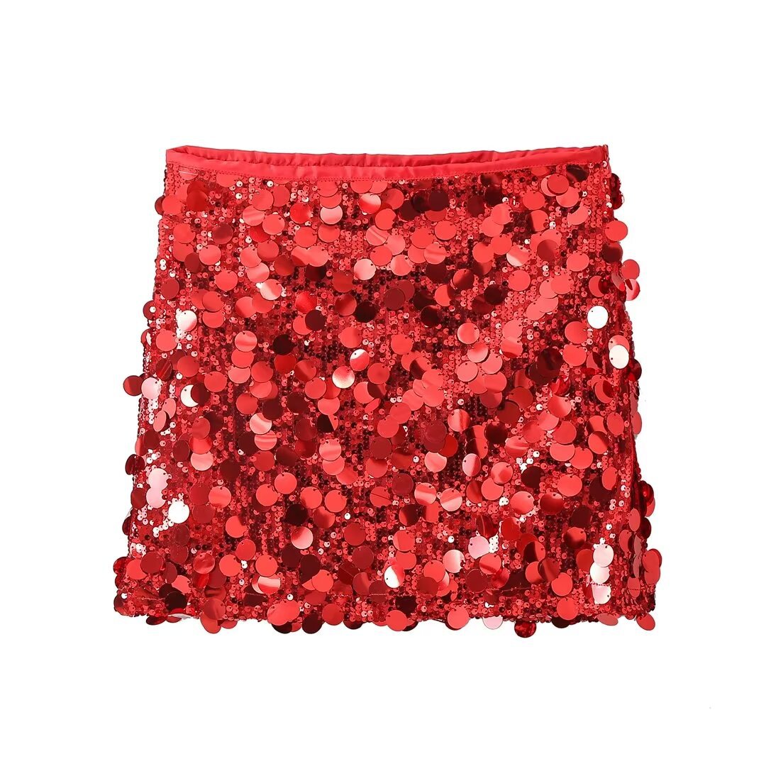 Aurora - Sparkling Sequin Skirt Olivia The Label Red XS