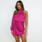 Callie - Satin One Shoulder Mini Dress Olivia The Label Pink XS
