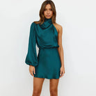 Callie - Satin One Shoulder Mini Dress Olivia The Label Lake blue XS