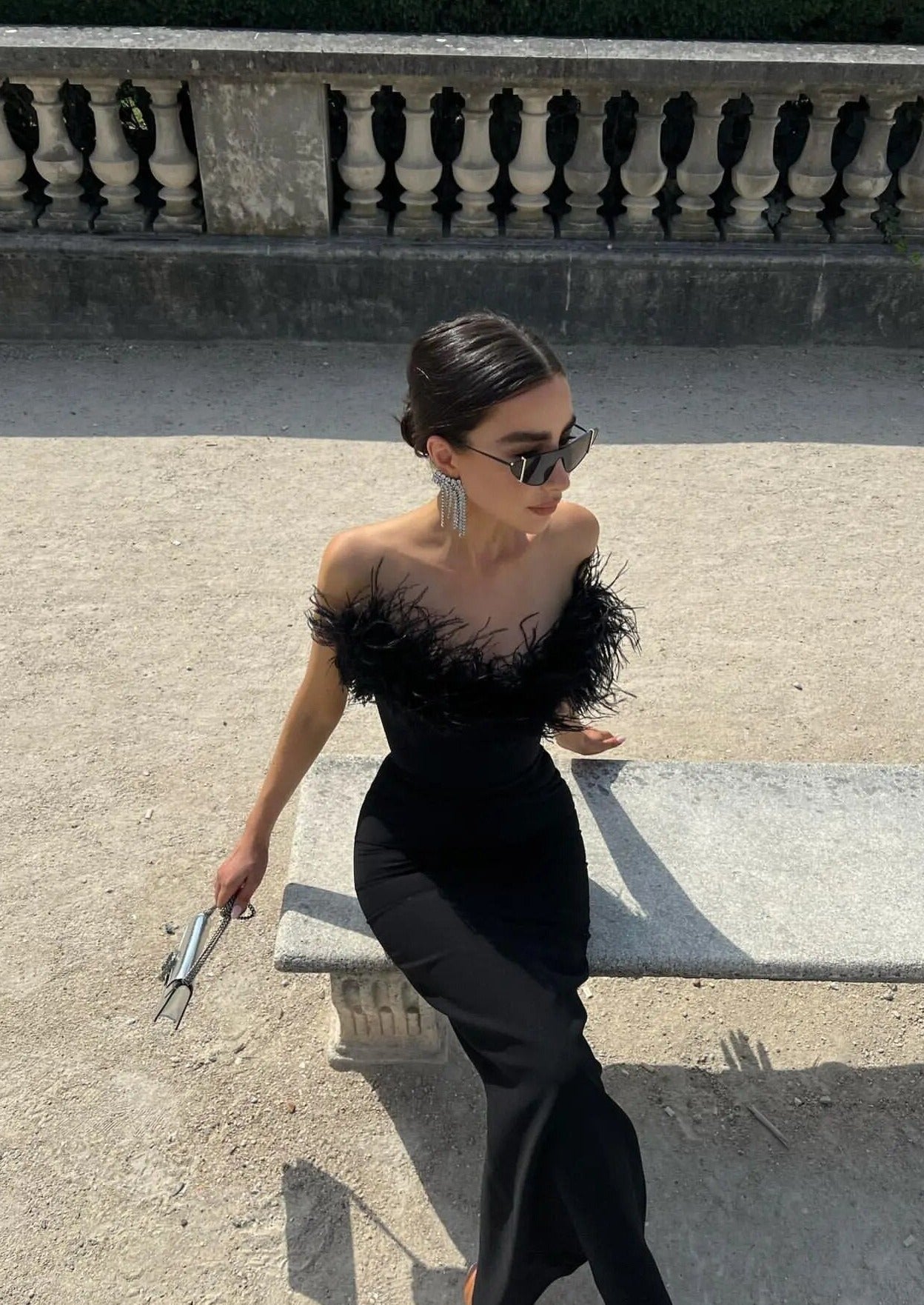 Anastasia - Luxurious Feather Maxi Dress Olivia The Label