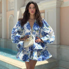 Amaya - Floral Ruffle Mini Dress Olivia The Label Blue XS