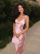 Penelope - Sleeveless Satin Maxi Dress Olivia The Label Pink XS