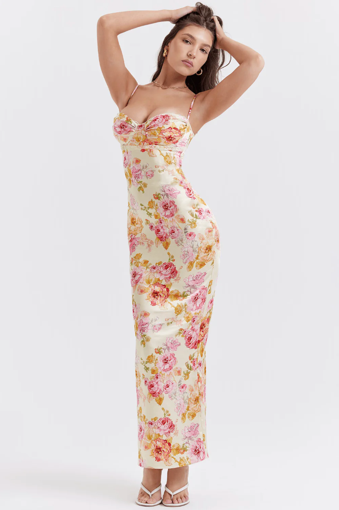 Cleo - Charming Floral Midi Dress Olivia The Label