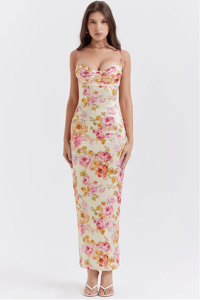 Cleo - Charming Floral Midi Dress Olivia The Label