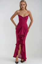 Audrey - Charming Ruffled Gown Olivia The Label Burgundy XS