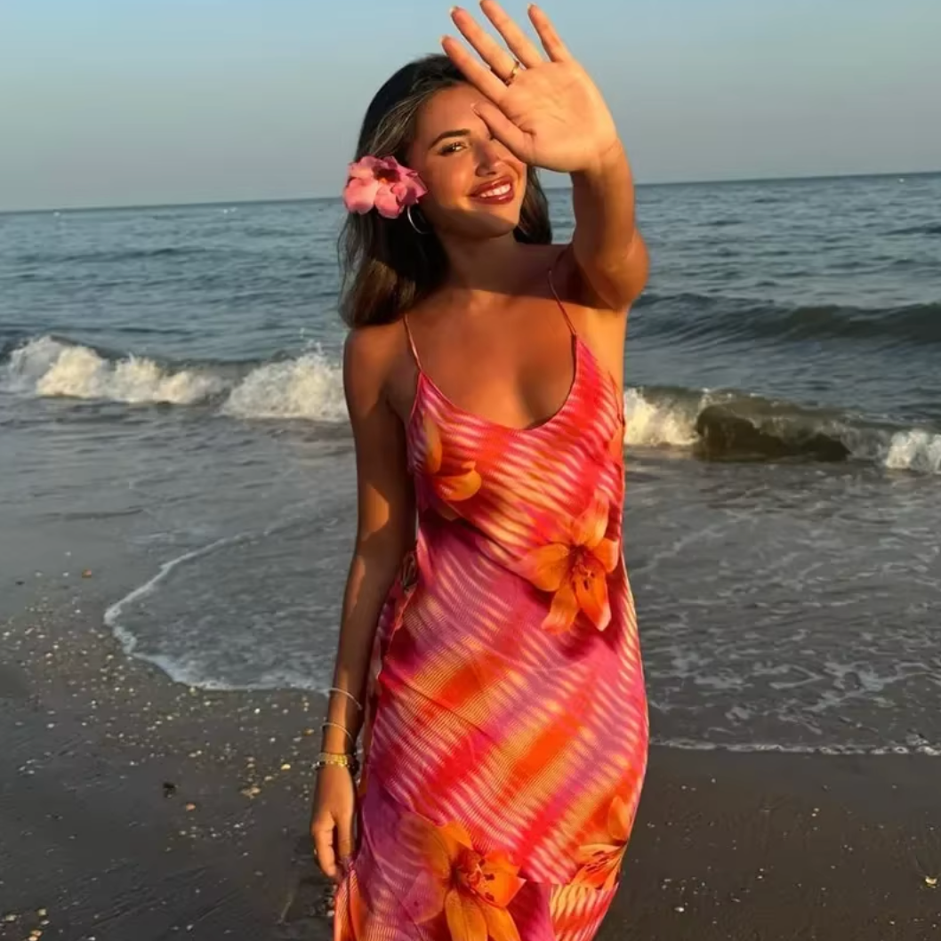 Maya - Vibrant Tropical Midi Dress Olivia The Label