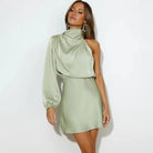 Callie - Satin One Shoulder Mini Dress Olivia The Label Light green XS