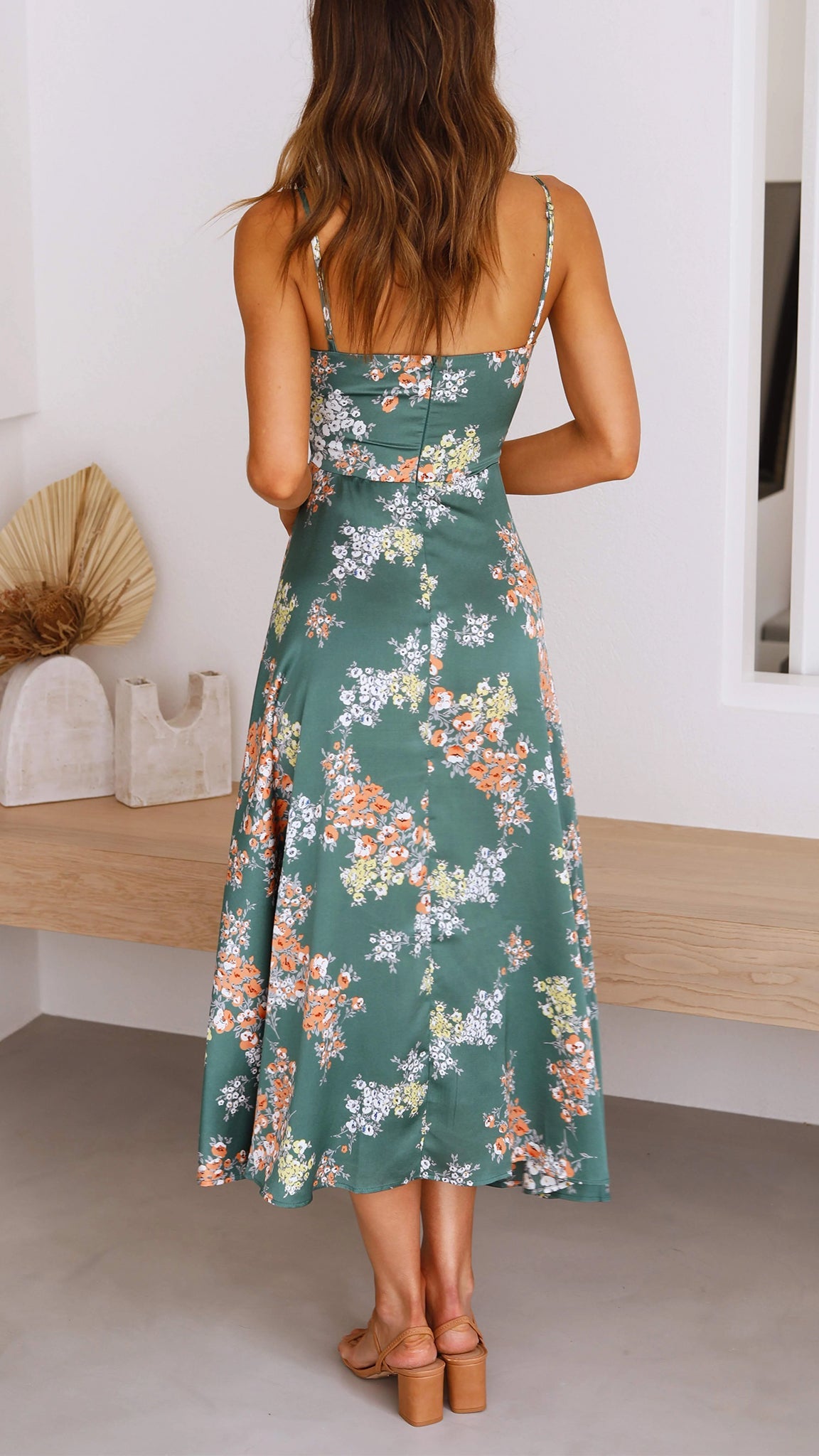 Rylee - Satin Floral Split Midi Dress Olivia The Label