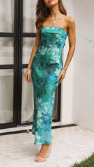 Rosalind - Chic Strapless Midi Dress Olivia The Label Green XS