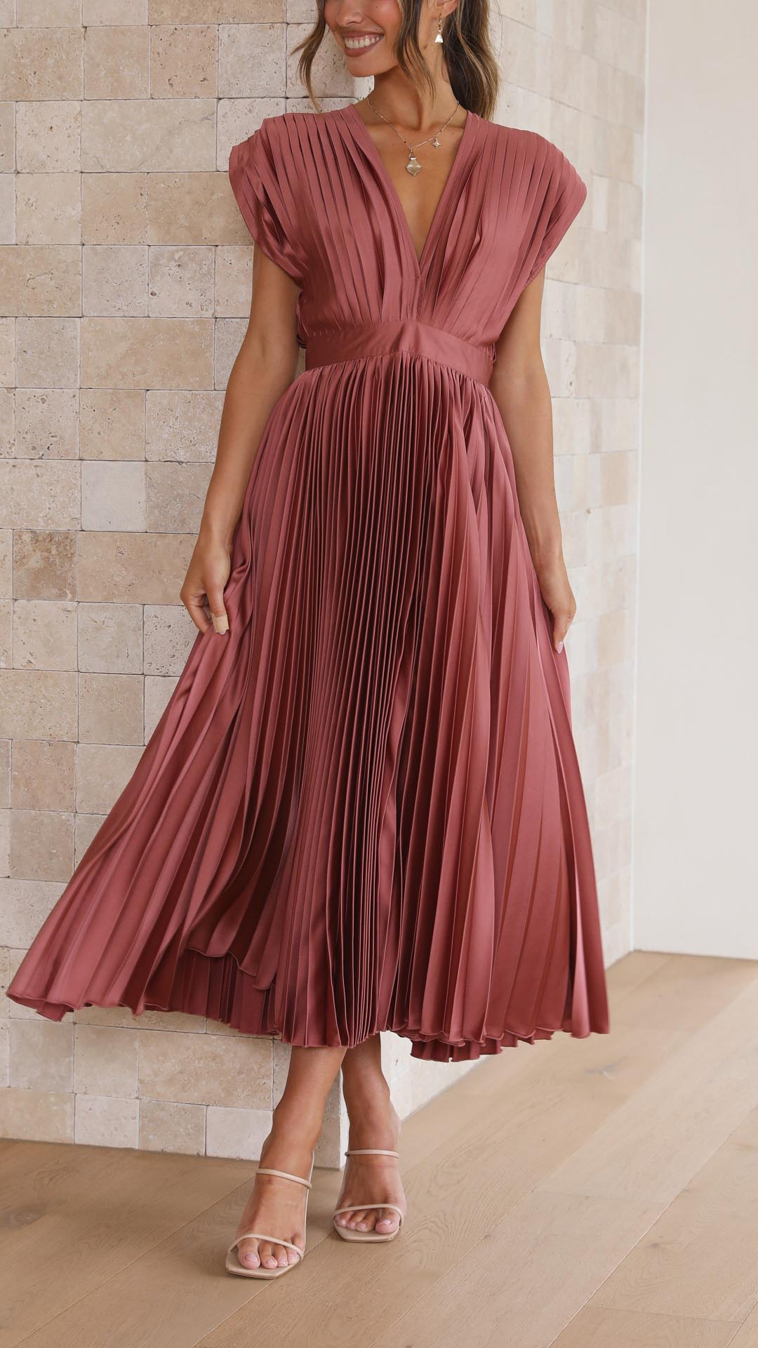 Seren - Deep V-Neck Maxi Dress Olivia The Label
