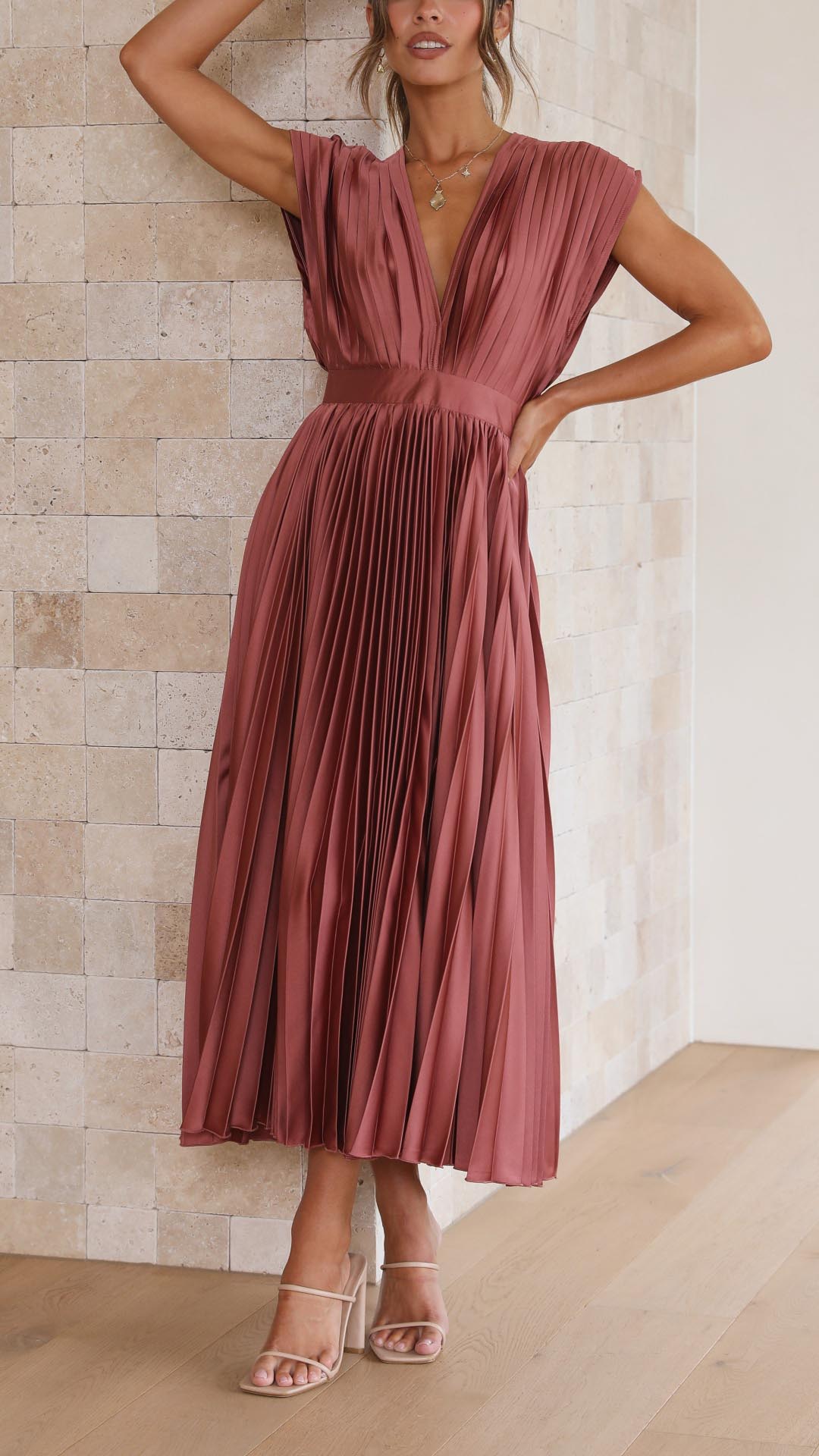 Seren - Deep V-Neck Maxi Dress Olivia The Label
