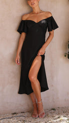 Nalani - Butterfly Sleeve Off-Shoulder Maxi Dress Olivia The Label