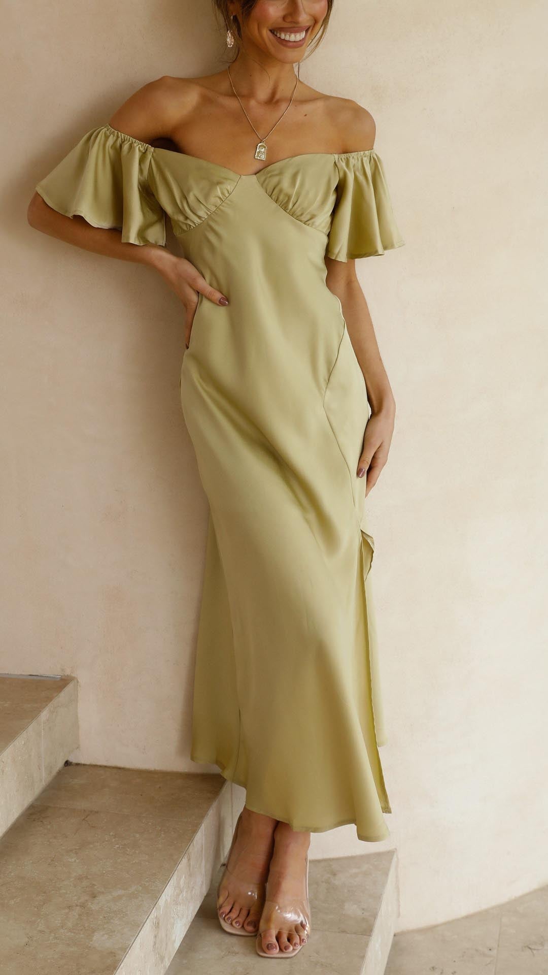 Nalani - Butterfly Sleeve Off-Shoulder Maxi Dress Olivia The Label