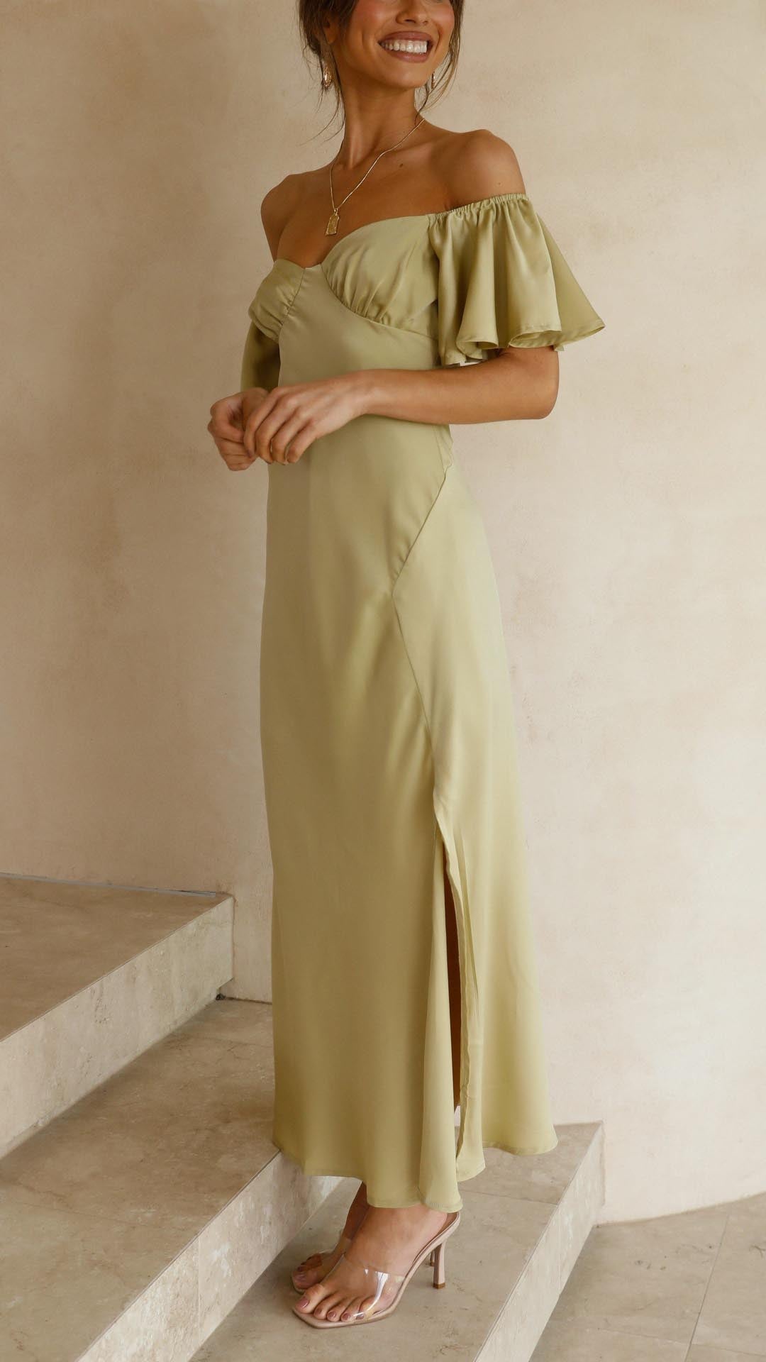 Nalani - Butterfly Sleeve Off-Shoulder Maxi Dress Olivia The Label