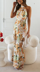 Nola Floral Halter Maxi Dress Olivia The Label Floral XS