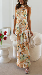Nola Floral Halter Maxi Dress Olivia The Label