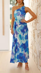 Remy - Floral Pleated One Shoulder Maxi Dress Olivia The Label