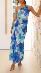 Remy - Floral Pleated One Shoulder Maxi Dress Olivia The Label