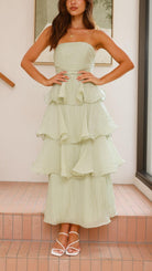 Lila - Tiered Ruffle Maxi Dress Olivia The Label Green XS