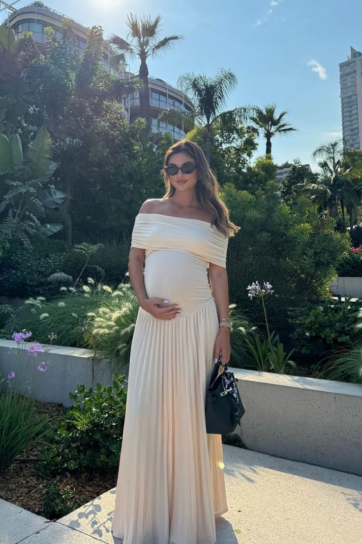 Norah - Off Shoulder Pleated Maxi Dress Olivia The Label