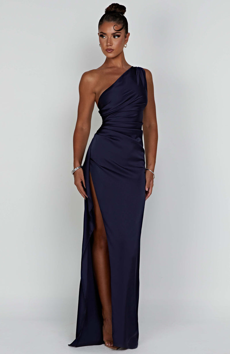 Georgia - One Shoulder Maxi Dress Olivia The Label Navy Blue XS