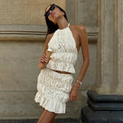 Tamsin - Pleated Backless Two-Piece Set Olivia The Label Apricot XS