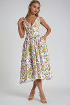 Amelia - Elegant Summer Midi Dress Olivia The Label Yellow floral XS