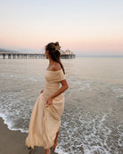 Norah - Off Shoulder Pleated Maxi Dress Olivia The Label