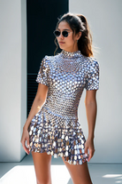 Djenna - High Neck Mini Dress Olivia The Label Silver XS