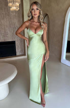 Eliza - Satin Maxi Dress Olivia The Label Green XS