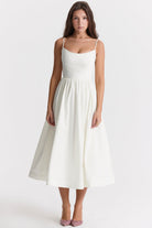 Jenna Elegant Midi Dress Olivia The Label White XS