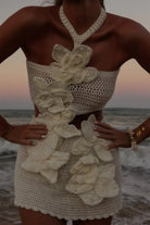 Sami - Halter Knit Floral Mini Dress Olivia The Label