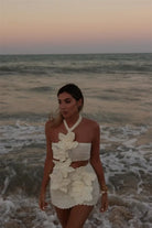 Sami - Halter Knit Floral Mini Dress Olivia The Label