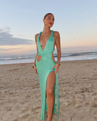 Merinda - Braided Maxi Dress with Split Olivia The Label Green XS