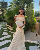 Norah - Off Shoulder Pleated Maxi Dress Olivia The Label