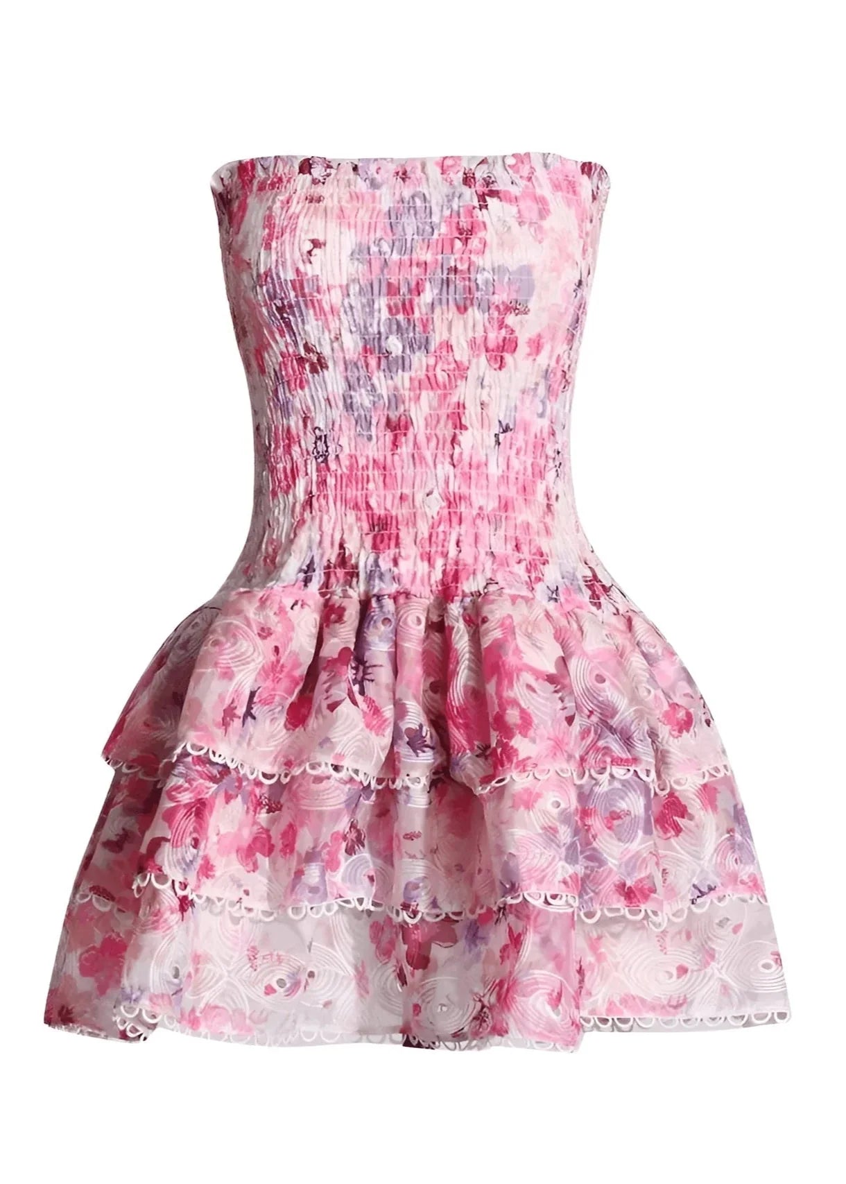 Amelie - Strapless Floral Mini Dress Olivia The Label
