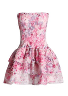 Amelie - Strapless Floral Mini Dress Olivia The Label