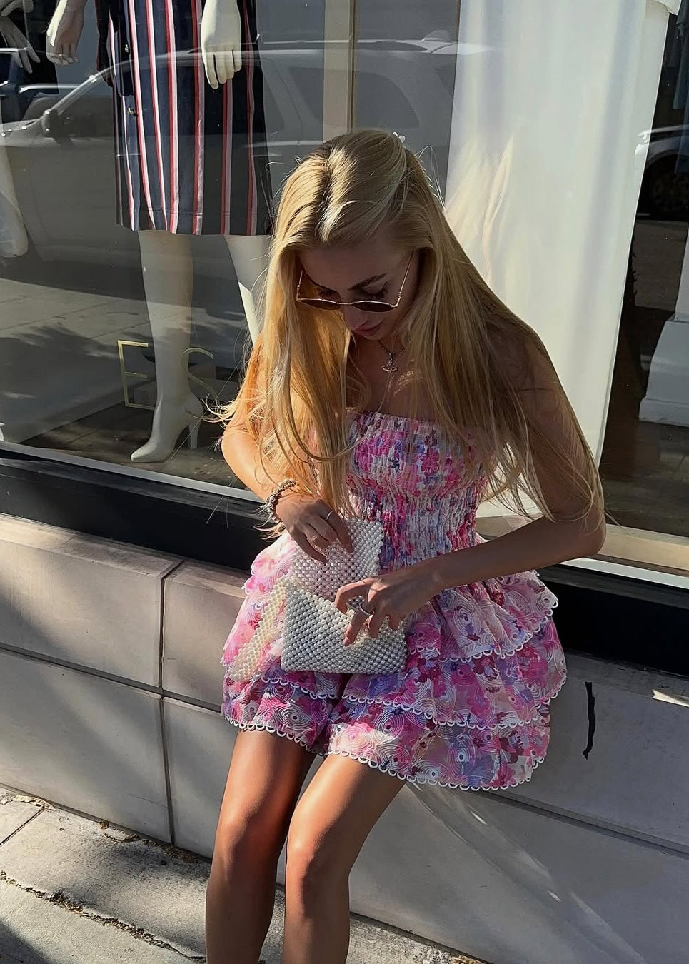 Amelie - Strapless Floral Mini Dress Olivia The Label