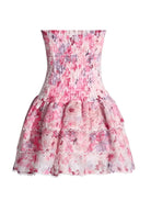 Amelie - Strapless Floral Mini Dress Olivia The Label